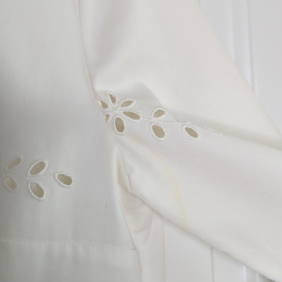 Stella McCartney Lace Eyelet Crew Neck Cotton Shift Mini Dress White 42 US 8 - Picture 11 of 17